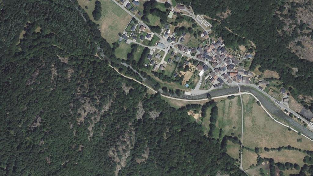 Vue aérienne de L'Oriege à Orgeix