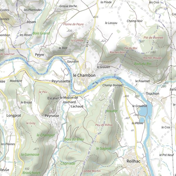Plan cartographique de 1.4 Allier Barrage du moulin du Chambon