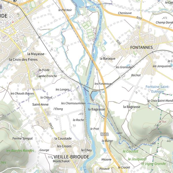Plan cartographique de 1.7 Allier barrage de La Bageasse