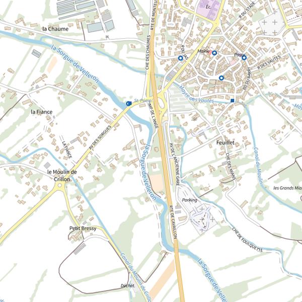 Plan cartographique de Accessibilité Sorgue de Velleron