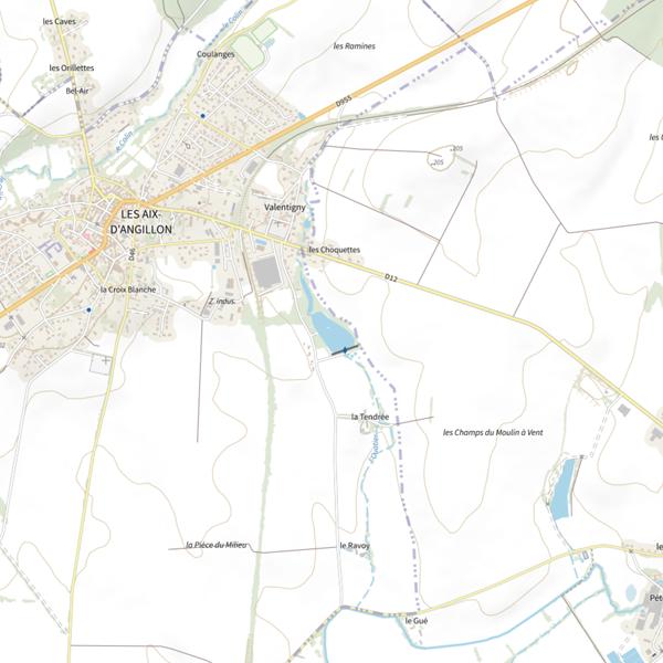 Plan cartographique de Aix-d'Angillon Étang Communal des Aix d'Angillon