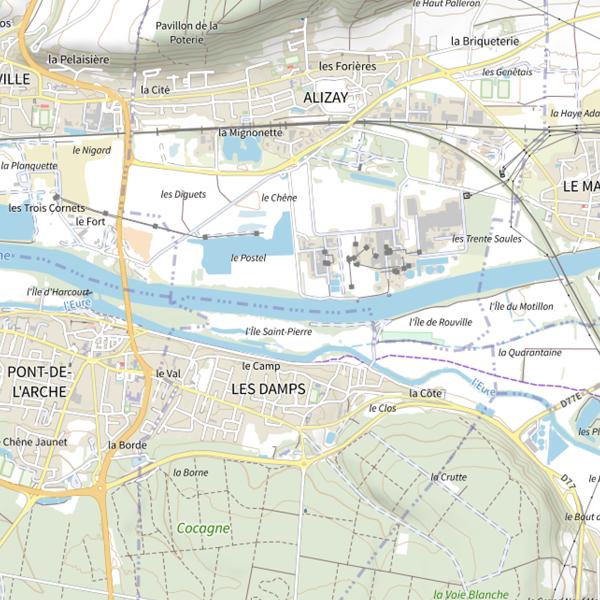Plan cartographique de Alizay - derrière zone industrielle du Clo Pré
