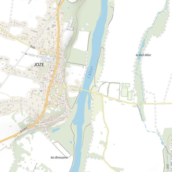 Plan cartographique de Allier à Joze