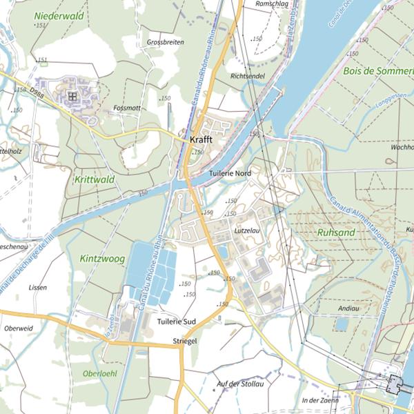 Plan cartographique de Ancien bras de rive droite de la Krafft