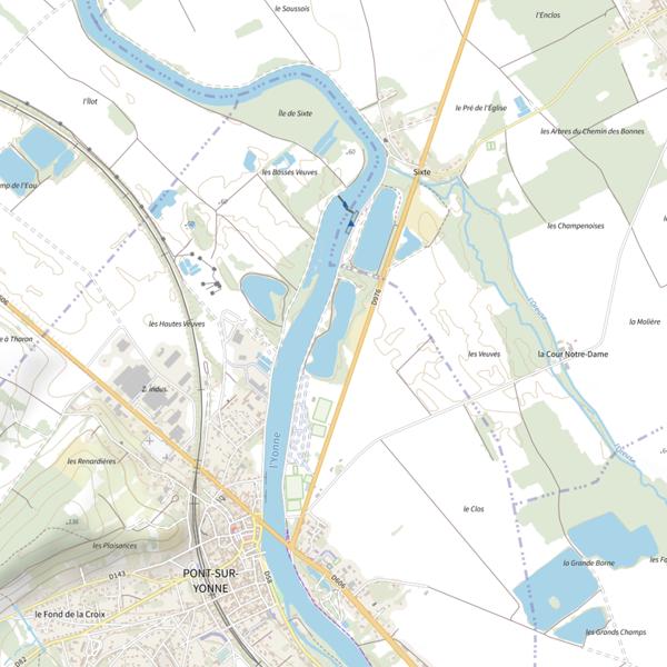 Plan cartographique de Ancienne Ballastière (Pont-sur-Yonne)