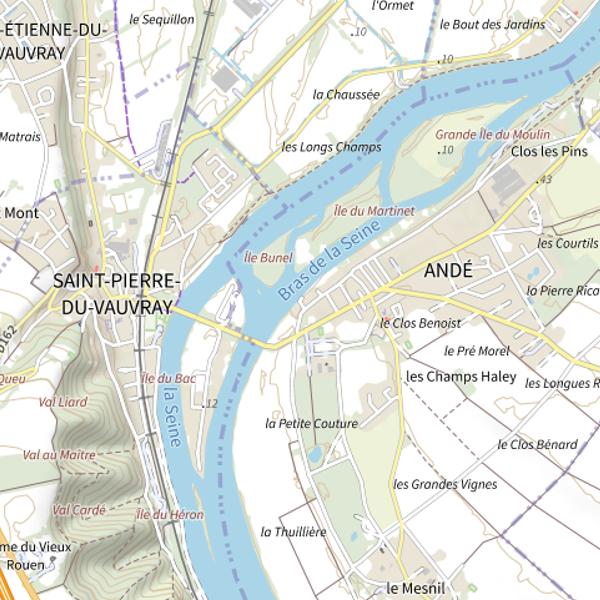 Plan cartographique de Andé - Rue du Moulin