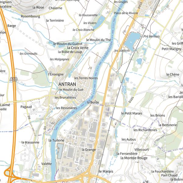 Plan cartographique de Antran (aire de loisirs)