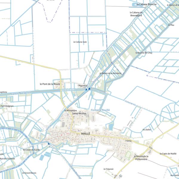 Plan cartographique de Aqueduc de Maillé, Canal de l'Autize, Maillé
