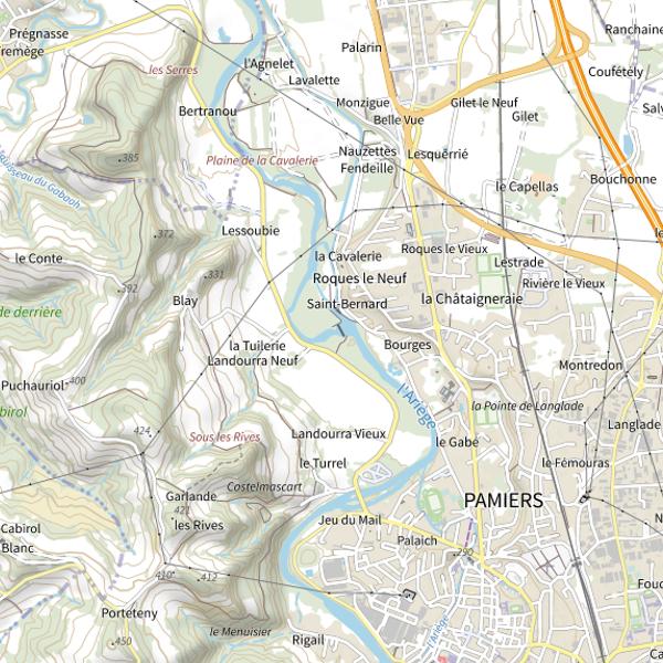 Plan cartographique de Ariège à Pamiers