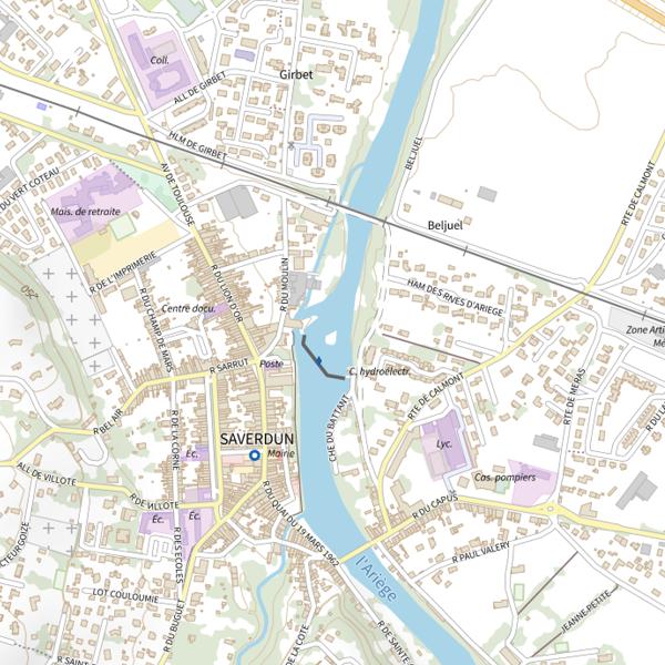 Plan cartographique de Ariège à Saverdun