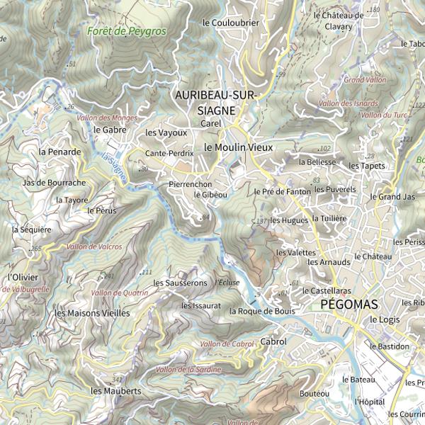 Plan cartographique de Auribeau information