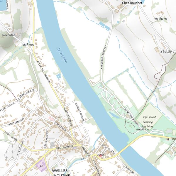 Plan cartographique de Availles (Parcours pêche)