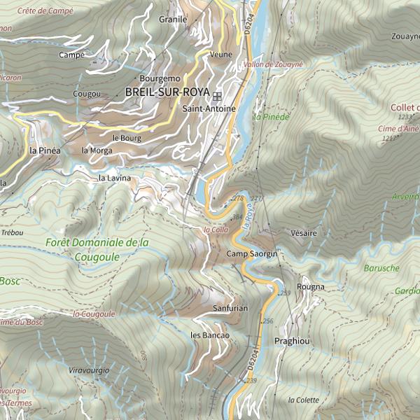 Plan cartographique de Aval Breil sur Roya