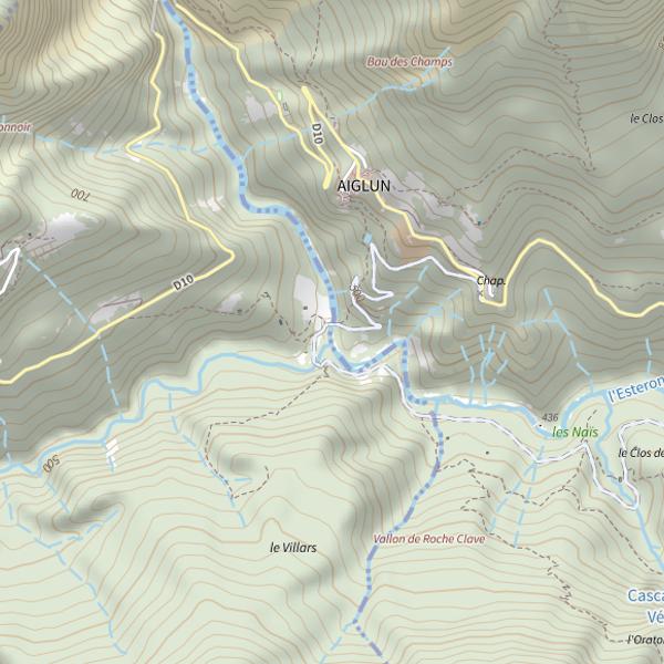 Plan cartographique de Aval clues d'Aiglun