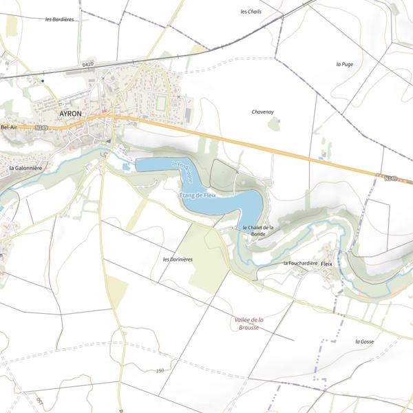 Plan cartographique de Ayron (Plan d’eau)