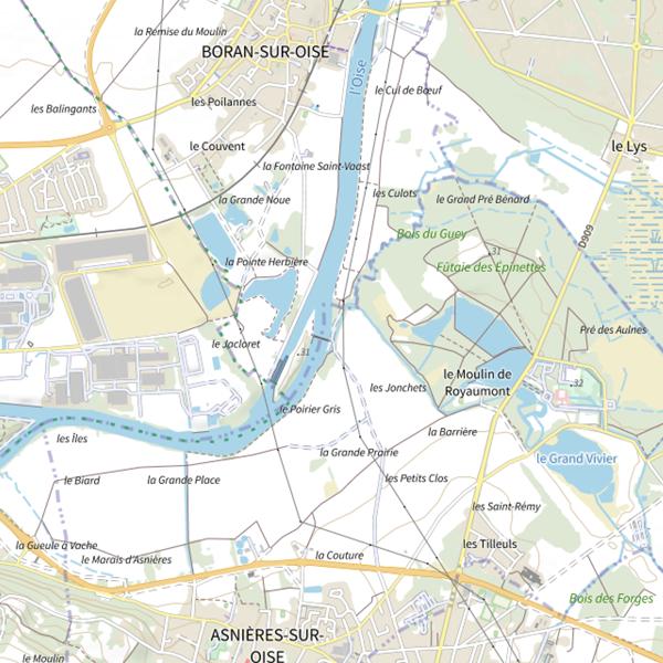 Plan cartographique de Barrage de Boran sur Oise