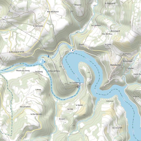 Plan cartographique de Barrage de Castelnau-Lassouts ou Cabanac