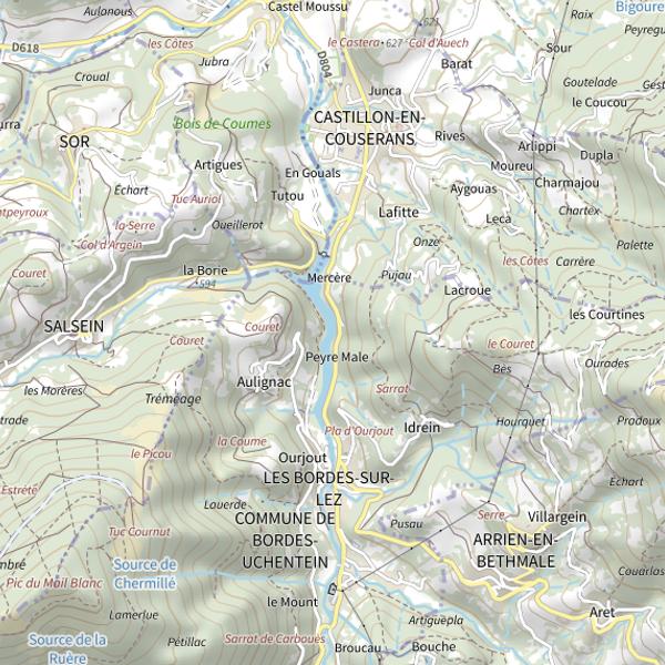 Plan cartographique de Barrage de Castillon Tournac