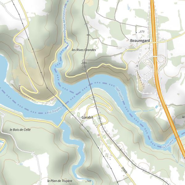 Plan cartographique de Barrage de Grandval : amont du viaduc de Garabit