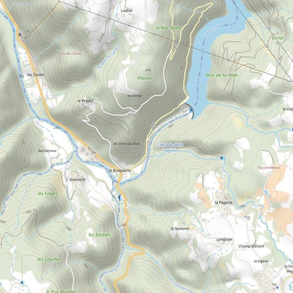 Plan cartographique de Barrage de Hautefage