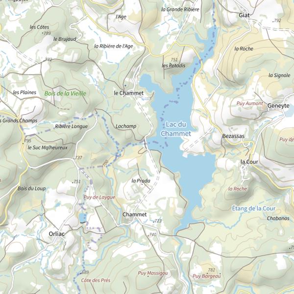 Plan cartographique de Barrage de la Chaumette (Peyrelevade)