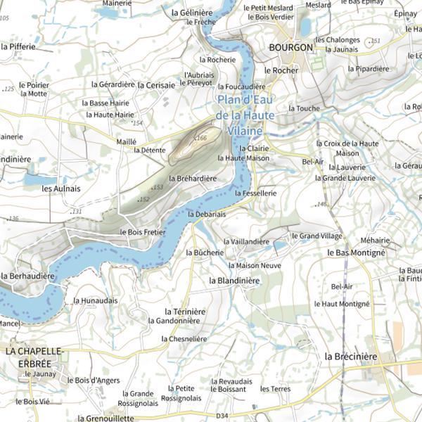 Plan cartographique de Barrage de la Haute Vilaine