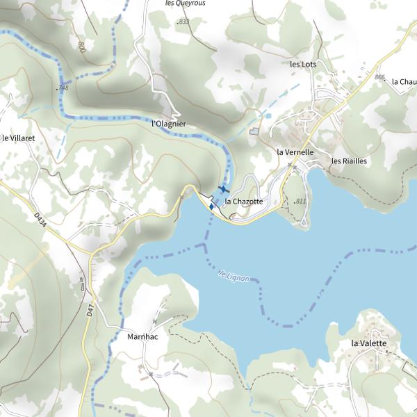 Plan cartographique de Barrage de Lavalette