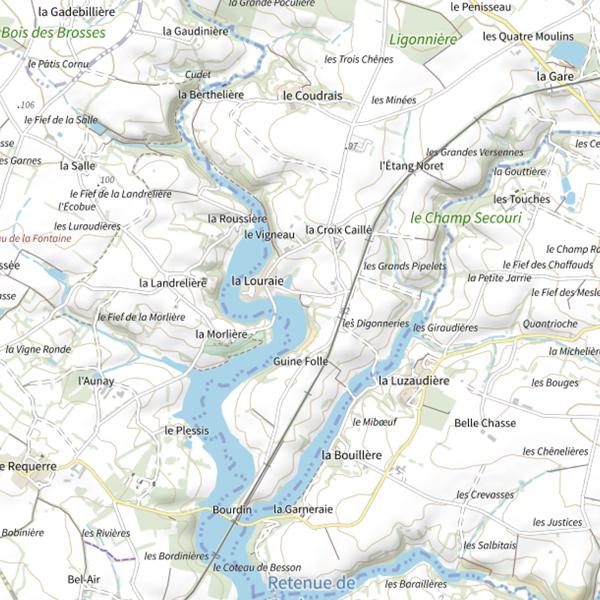 Plan cartographique de Barrage de Rochereau La Louraie