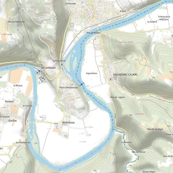 Plan cartographique de Barrage de Salvagnac Cajarc