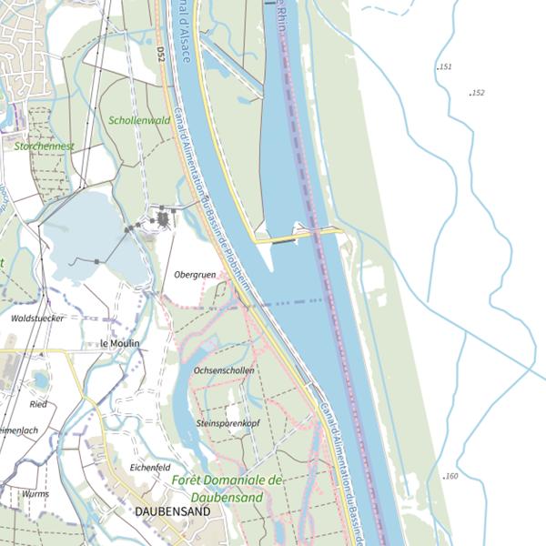 Plan cartographique de Barrage Mobile de Gerstheim