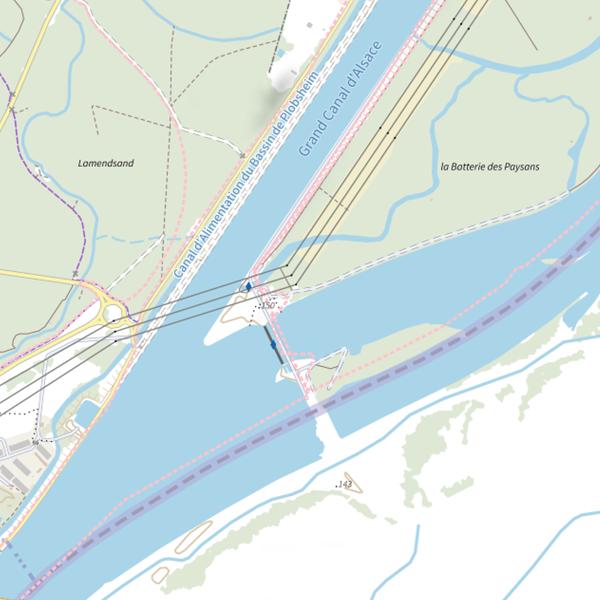 Plan cartographique de Barrage mobile de Strasbourg