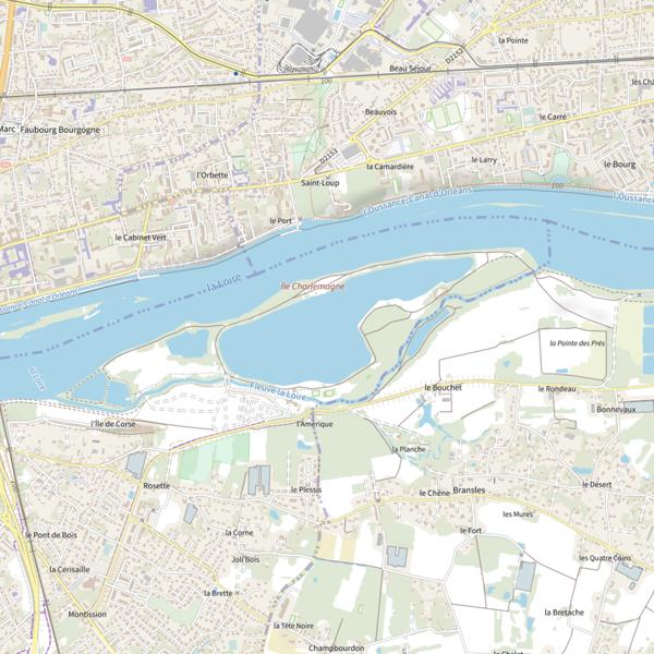 Plan cartographique de Base de Loisirs de l'Ile Charlemagne