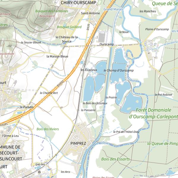 Plan cartographique de Base de Loisirs (Pimprez)
