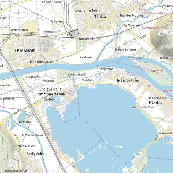 Plan cartographique de Base de Plein Air et de Loisirs de Léry-Poses
