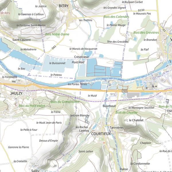 Plan cartographique de Bassin de Décantation de la Commune de Courtieux