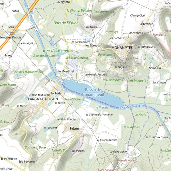 Plan cartographique de Bassin de Monampteuil