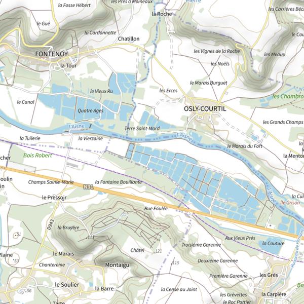 Plan cartographique de Bassins de Décantation 5 de la Fontaine Bouillante