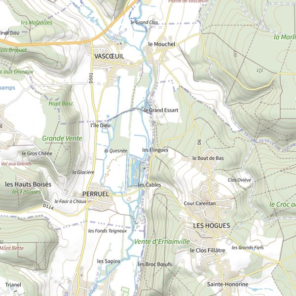 Plan cartographique de Bassins Piscicoles de la Commune de Perruel
