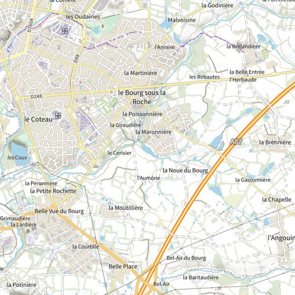 Plan cartographique de Bassodrome de la Maronnière à Bourg sous la Roche : 1,2 ha