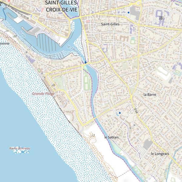 Plan cartographique de Bellerive, le Jaunay, St Gilles-Croix-de-Vie