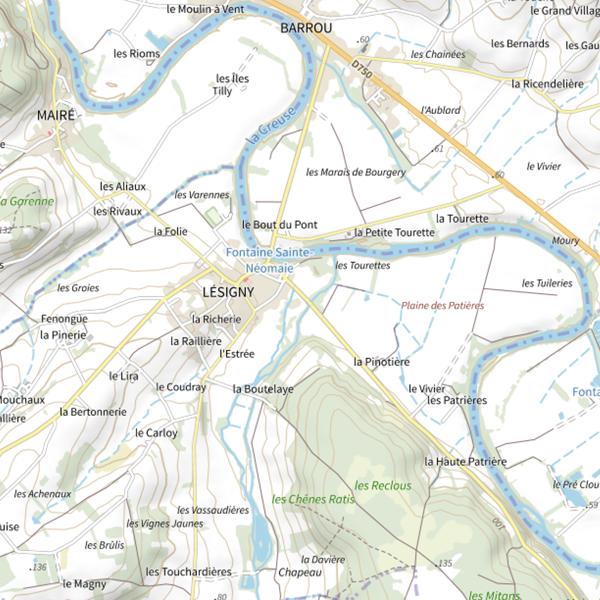 Plan cartographique de Bief de Moulin de Lesigny