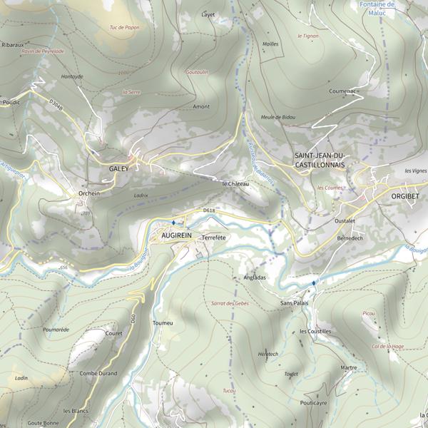 Plan cartographique de Bouigane à Augirein
