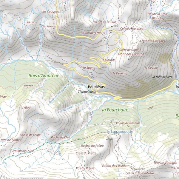 Plan cartographique de Bousieyas