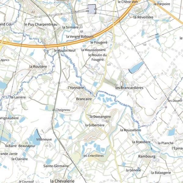 Plan cartographique de Brancaire, Yon, Nesmy