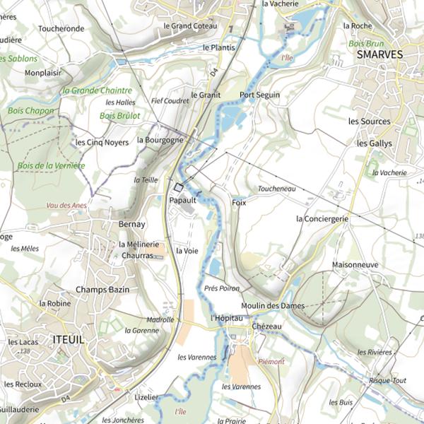 Plan cartographique de Bras mort de Papault
