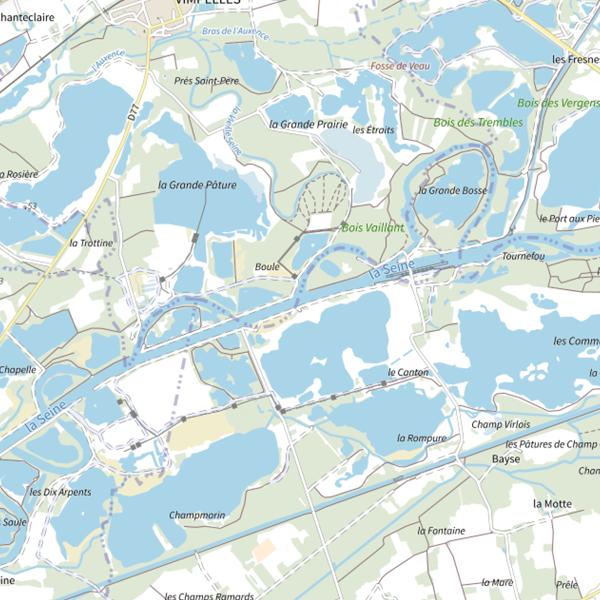 Plan cartographique de Bras mort de Seine : Aappam Le Roseau de Bray