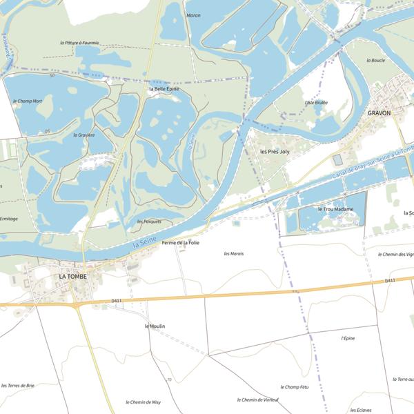 Plan cartographique de Bras mort de Seine