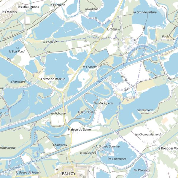 Plan cartographique de Bras mort du Wagon
