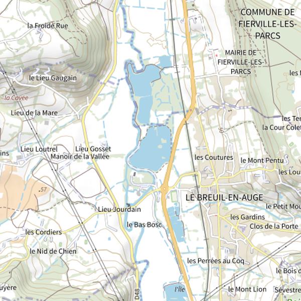 Plan cartographique de Breuil-en-Auge Plan d'Eau de Breuil en Auge