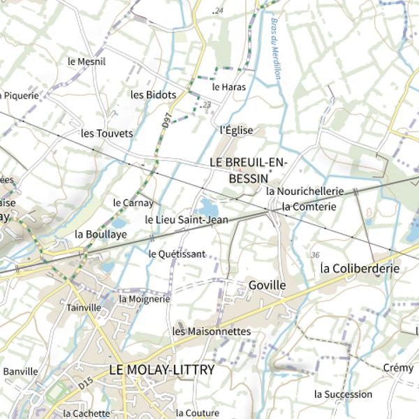 Plan cartographique de Breuil-en-Bessin Plan d'Eau du Breuil en Bessin